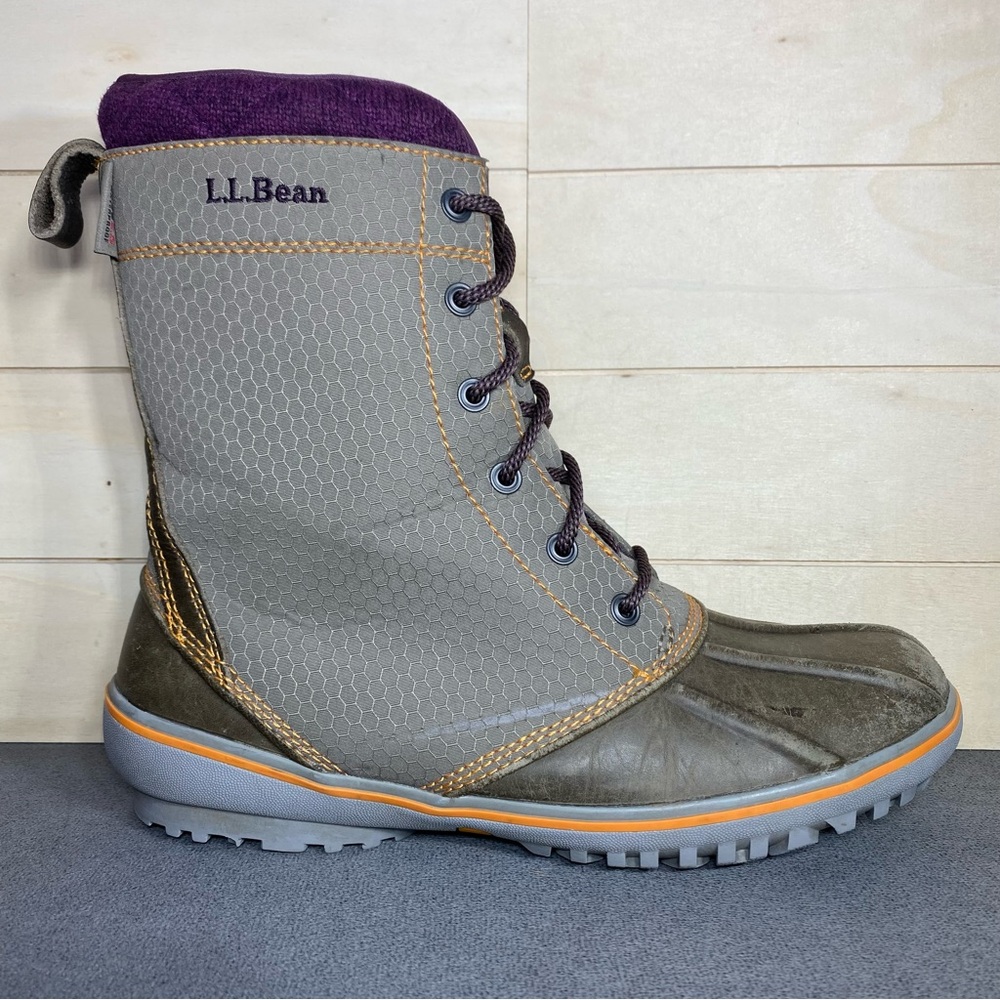 LL Bean Bar Harbor Waterproof Boots Women's Size 7.5 Shoes Taupe Purple